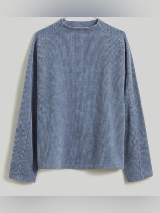 Madewell Sweaters - Madewell NO517 Blue Striped Jacquard Funnel Neck Long Sleeve Top Size Small